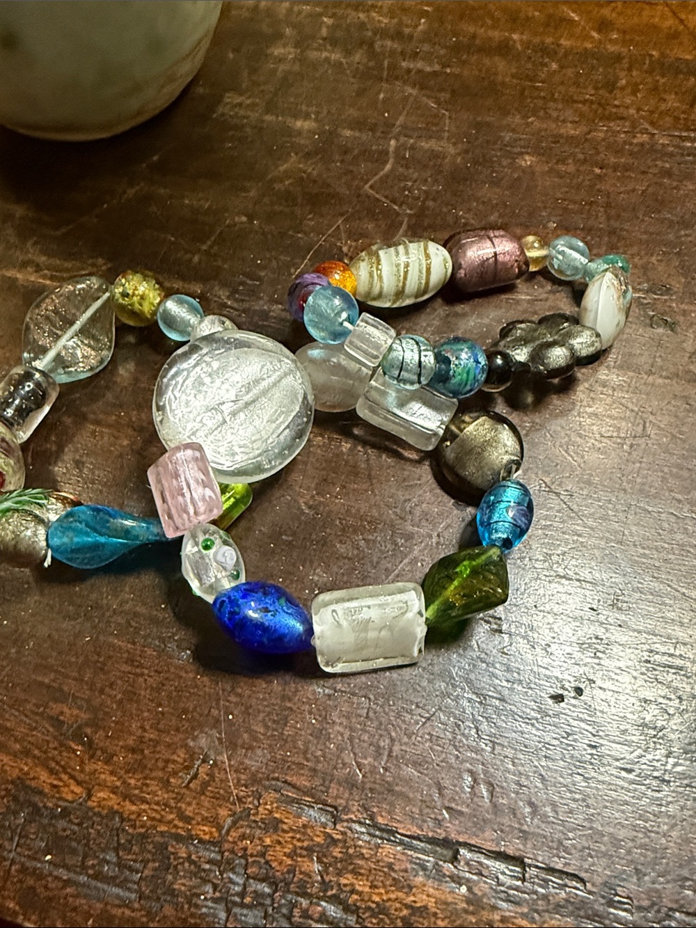 Multicolor Glass Bead Stretch Bracelet - Women Jewelry